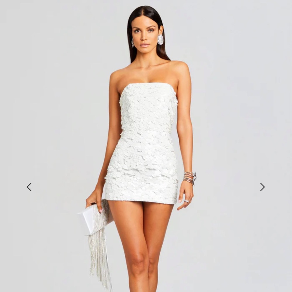 Retrofete NOLIA SEQUIN EMBELLISHED DRESS XS White Dress